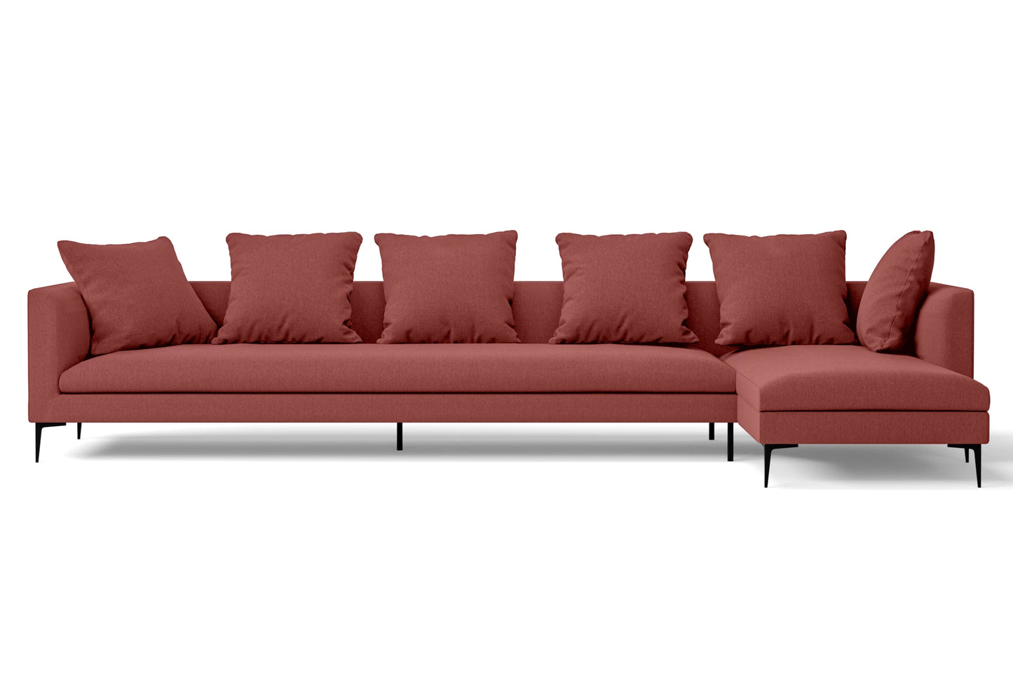 Aprilia 4 Seater Right Hand Facing Chaise Lounge Corner Sofa Rose Pink Linen Fabric