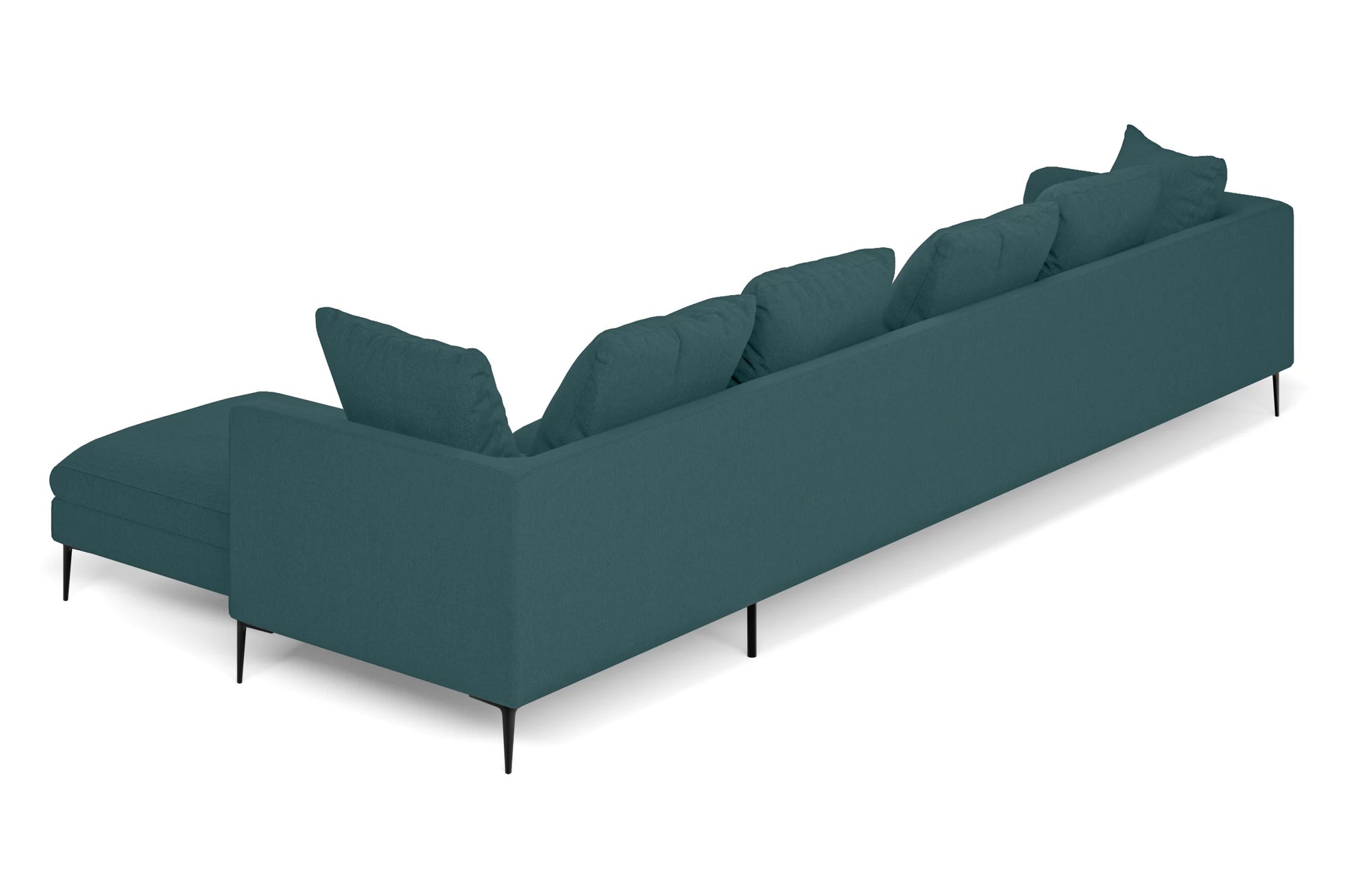 Aprilia 4 Seater Right Hand Facing Chaise Lounge Corner Sofa Teal Linen Fabric