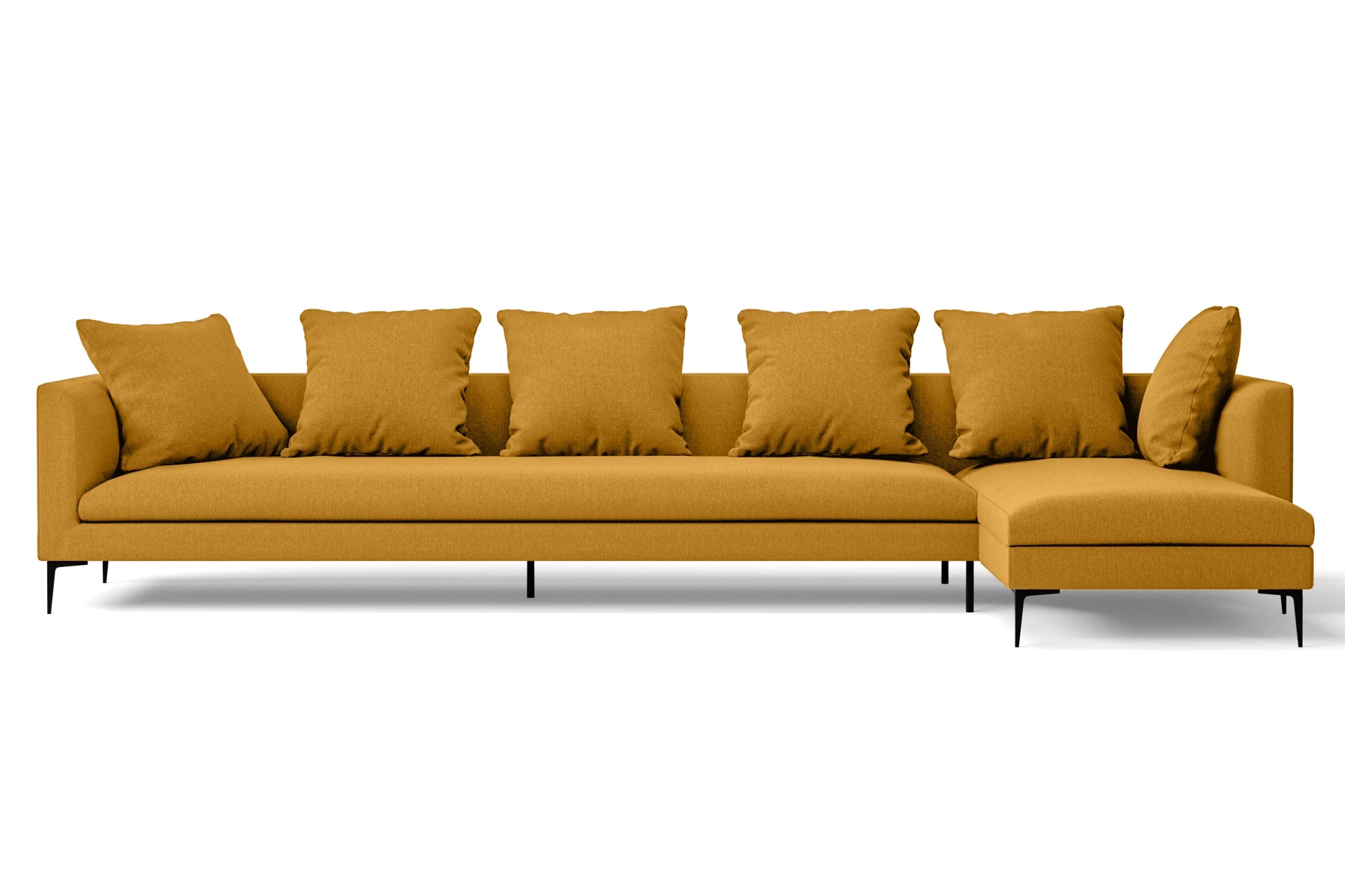 Aprilia 4 Seater Right Hand Facing Chaise Lounge Corner Sofa Yellow Linen Fabric