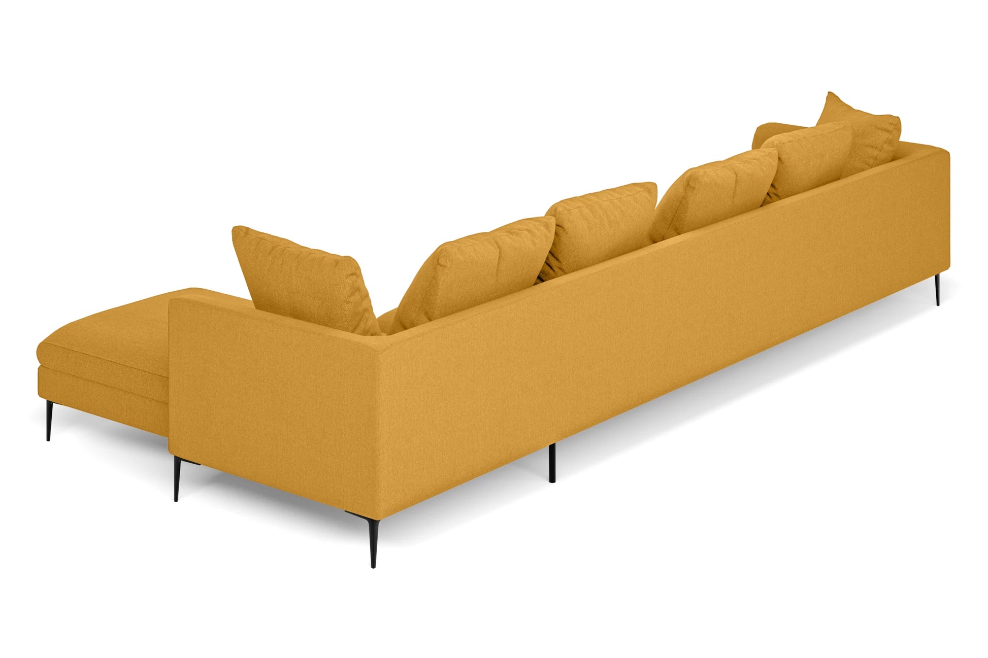 Aprilia 4 Seater Right Hand Facing Chaise Lounge Corner Sofa Yellow Linen Fabric