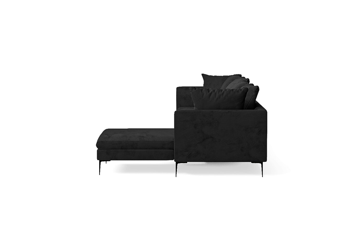 Aprilia 4 Seater Right Hand Facing Chaise Lounge Corner Sofa Black Velvet