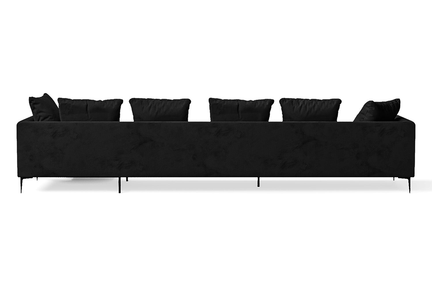 Aprilia 4 Seater Right Hand Facing Chaise Lounge Corner Sofa Black Velvet