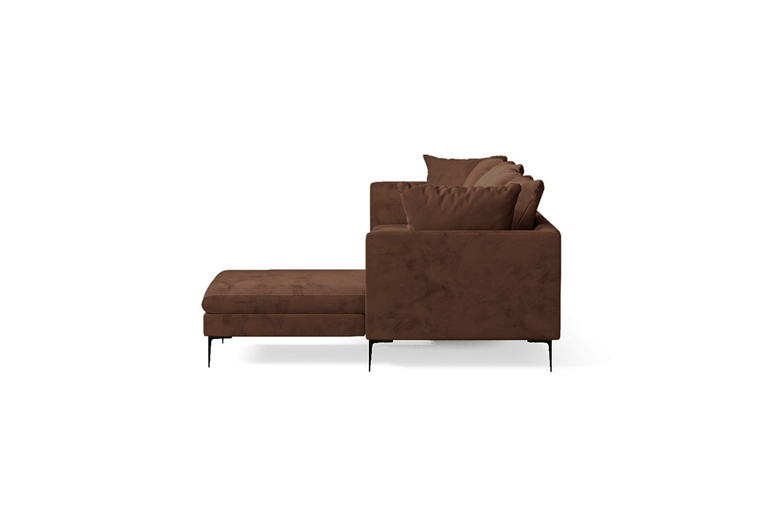 Aprilia 4 Seater Right Hand Facing Chaise Lounge Corner Sofa Coffee Brown Velvet