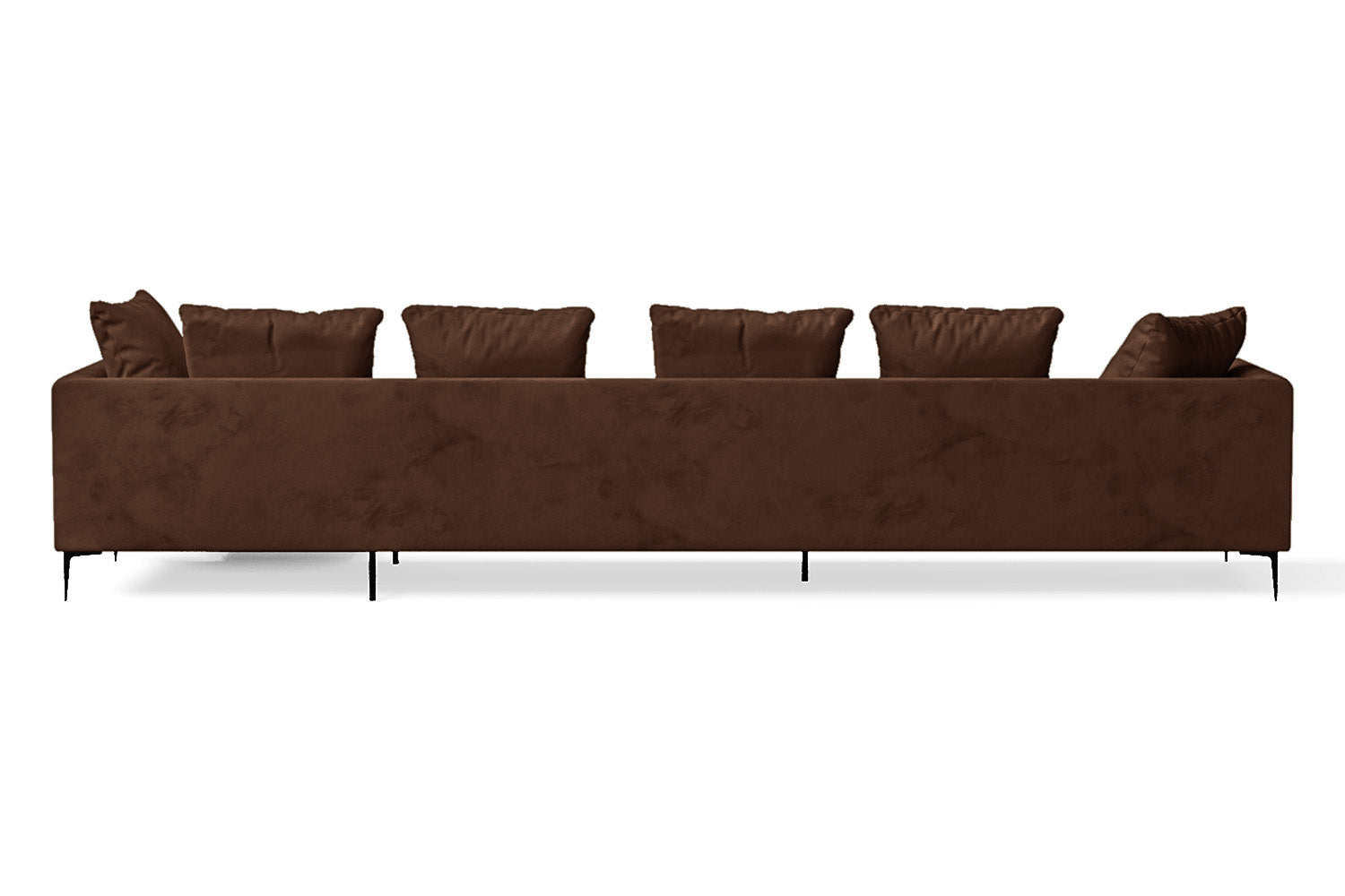 Aprilia 4 Seater Right Hand Facing Chaise Lounge Corner Sofa Coffee Brown Velvet