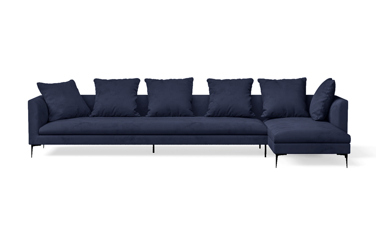 Aprilia 4 Seater Right Hand Facing Chaise Lounge Corner Sofa Dark Blue Velvet