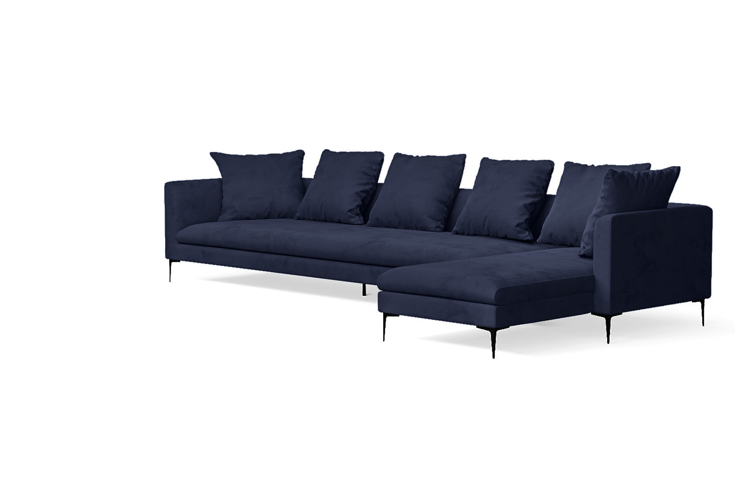 Aprilia 4 Seater Right Hand Facing Chaise Lounge Corner Sofa Dark Blue Velvet