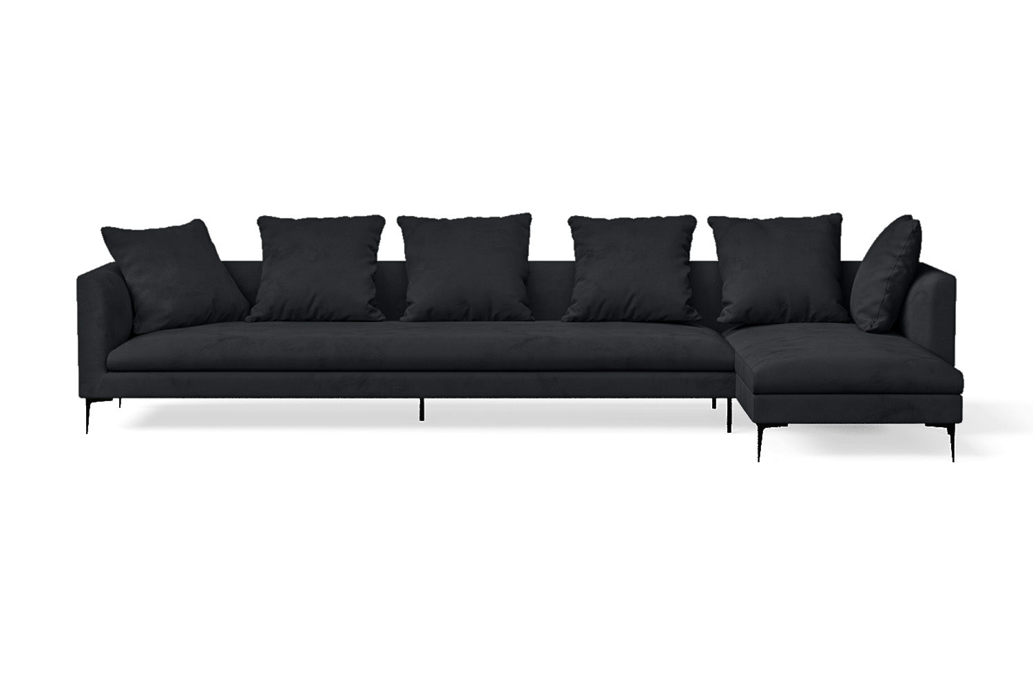 Aprilia 4 Seater Right Hand Facing Chaise Lounge Corner Sofa Dark Grey Velvet