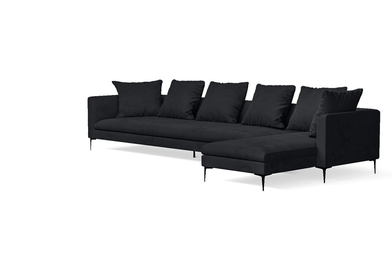 Aprilia 4 Seater Right Hand Facing Chaise Lounge Corner Sofa Dark Grey Velvet