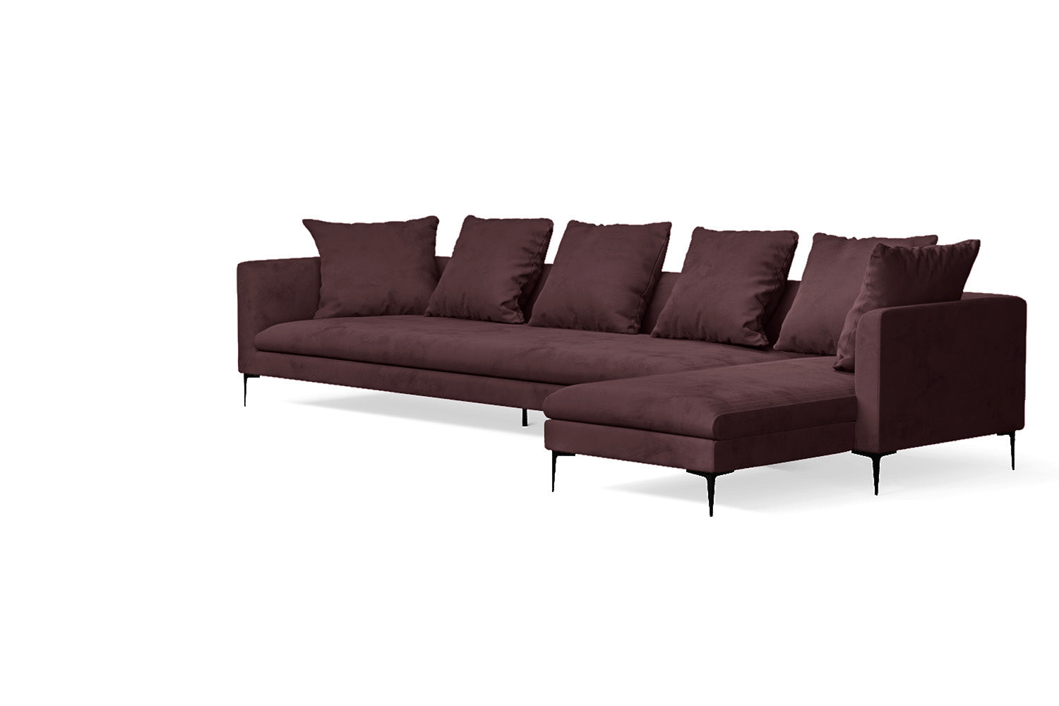 Aprilia 4 Seater Right Hand Facing Chaise Lounge Corner Sofa Grape Velvet