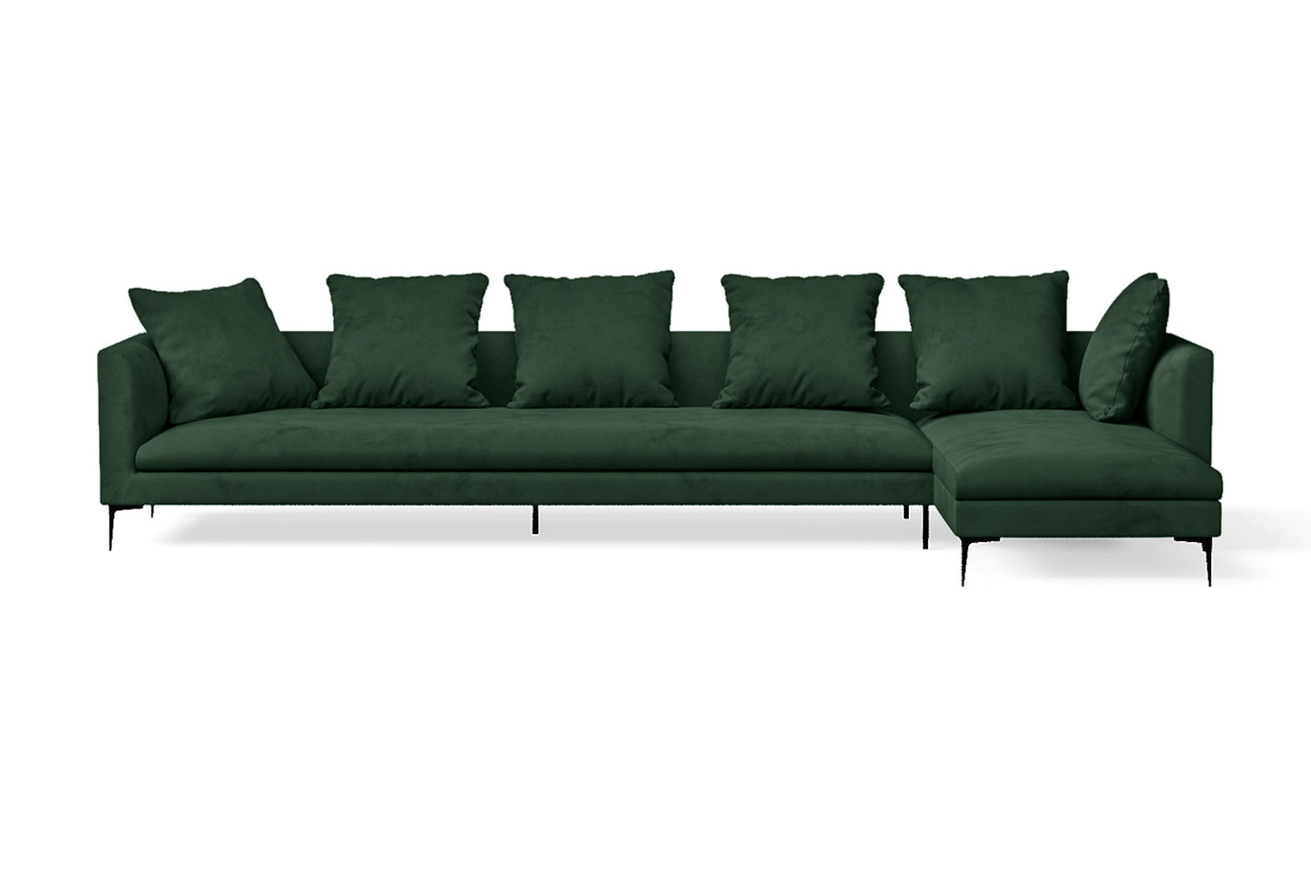 Aprilia 4 Seater Right Hand Facing Chaise Lounge Corner Sofa Green Velvet