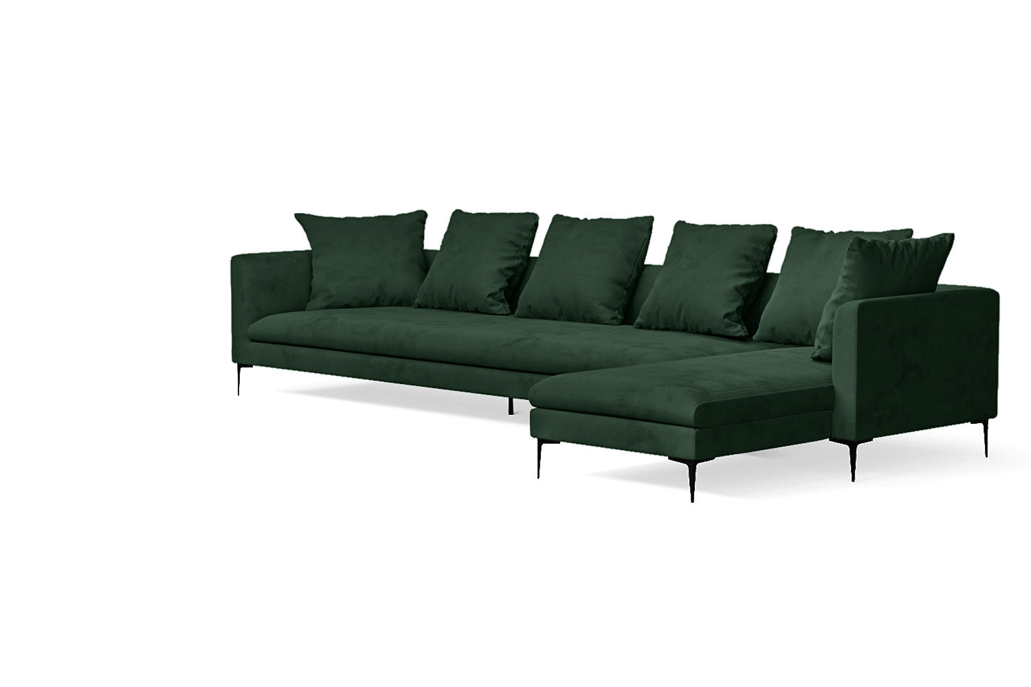 Aprilia 4 Seater Right Hand Facing Chaise Lounge Corner Sofa Green Velvet