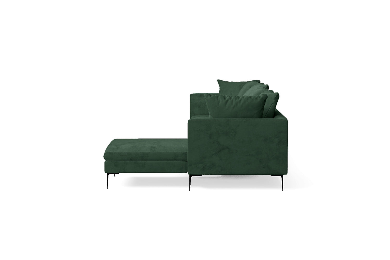 Aprilia 4 Seater Right Hand Facing Chaise Lounge Corner Sofa Green Velvet