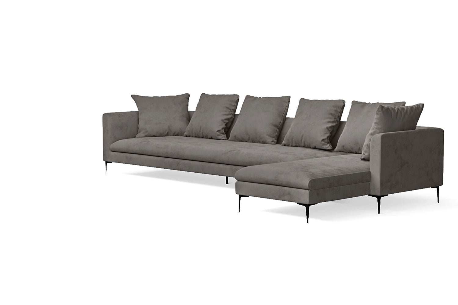 Aprilia 4 Seater Right Hand Facing Chaise Lounge Corner Sofa Grey Velvet