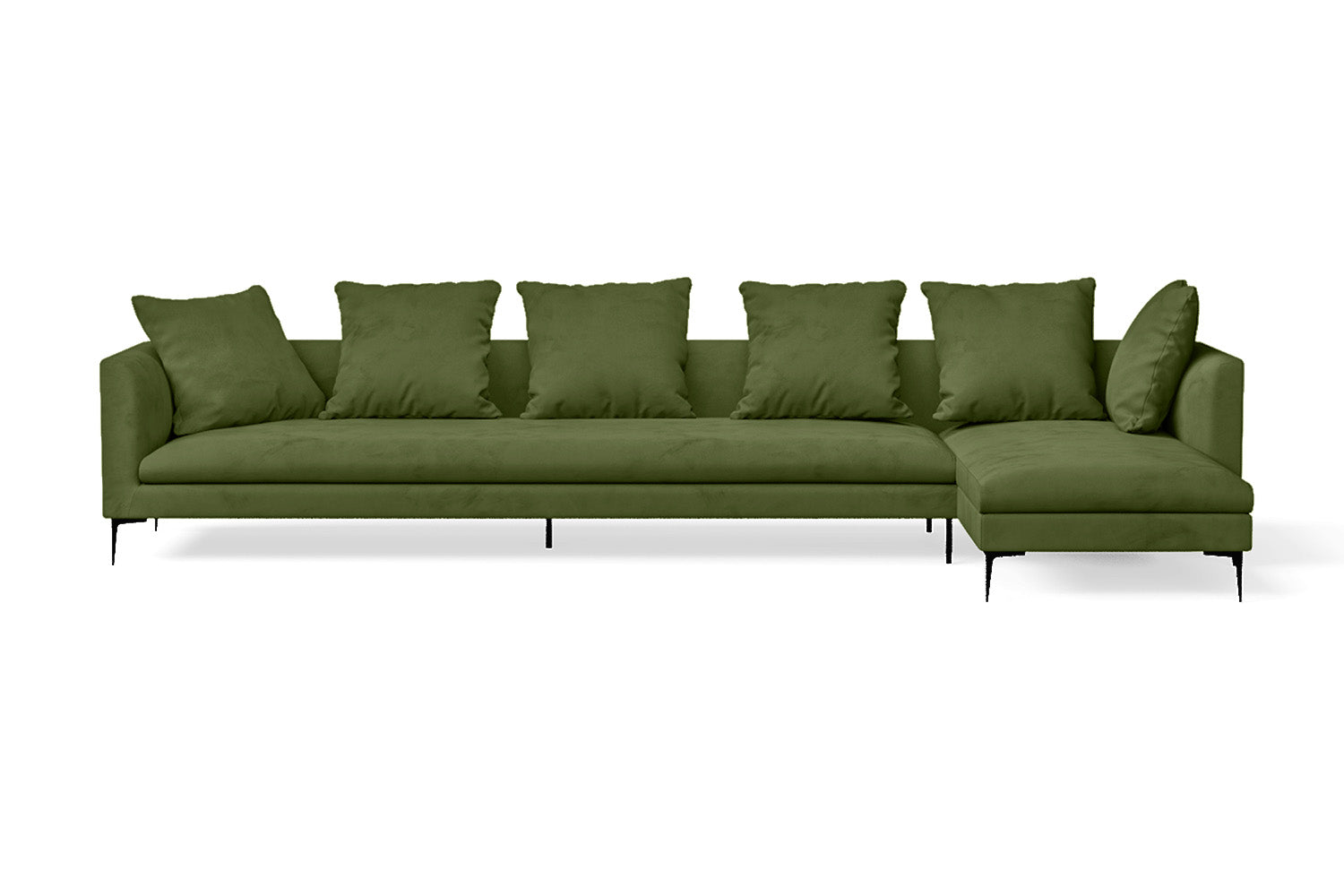 Aprilia 4 Seater Right Hand Facing Chaise Lounge Corner Sofa Lime Velvet