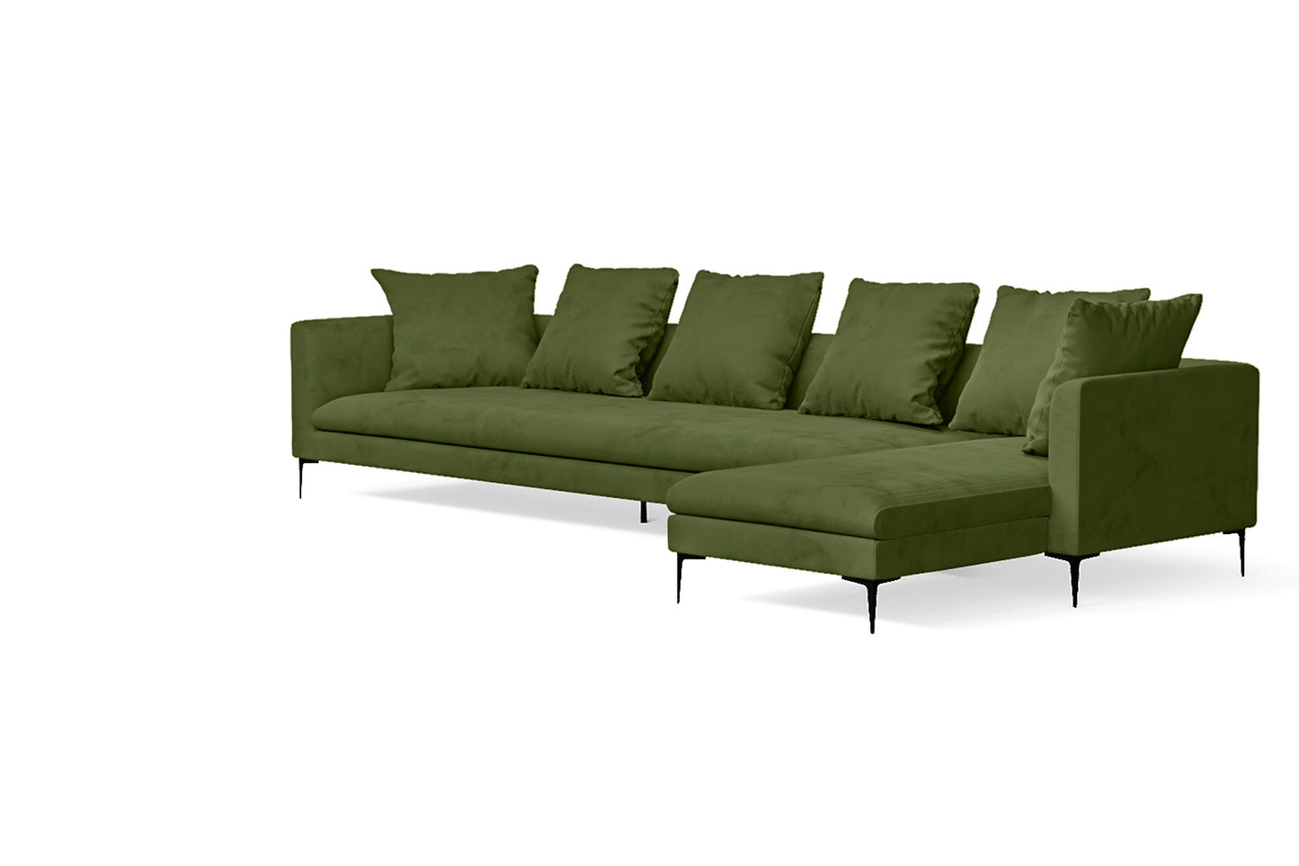 Aprilia 4 Seater Right Hand Facing Chaise Lounge Corner Sofa Lime Velvet