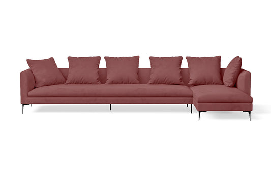 Aprilia 4 Seater Right Hand Facing Chaise Lounge Corner Sofa Pink Velvet