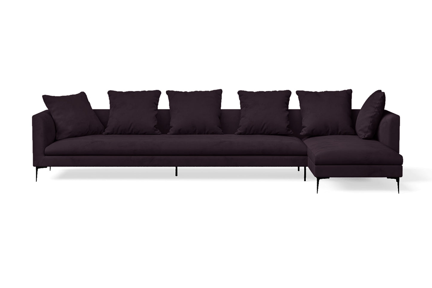 Aprilia 4 Seater Right Hand Facing Chaise Lounge Corner Sofa Purple Velvet