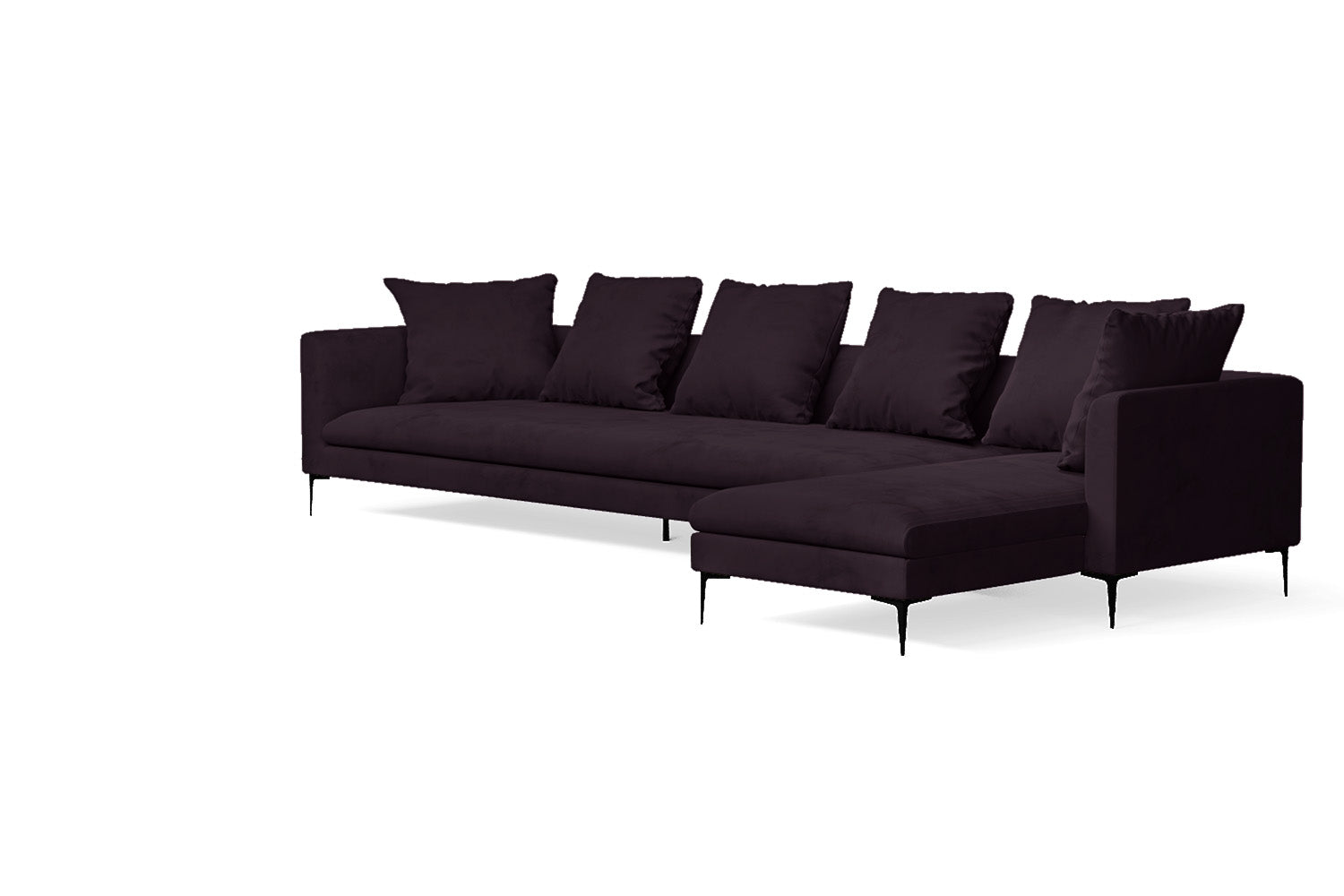 Aprilia 4 Seater Right Hand Facing Chaise Lounge Corner Sofa Purple Velvet