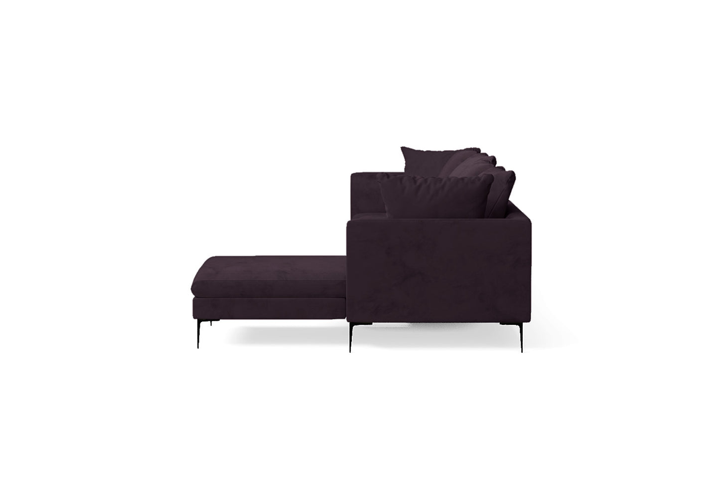 Aprilia 4 Seater Right Hand Facing Chaise Lounge Corner Sofa Purple Velvet