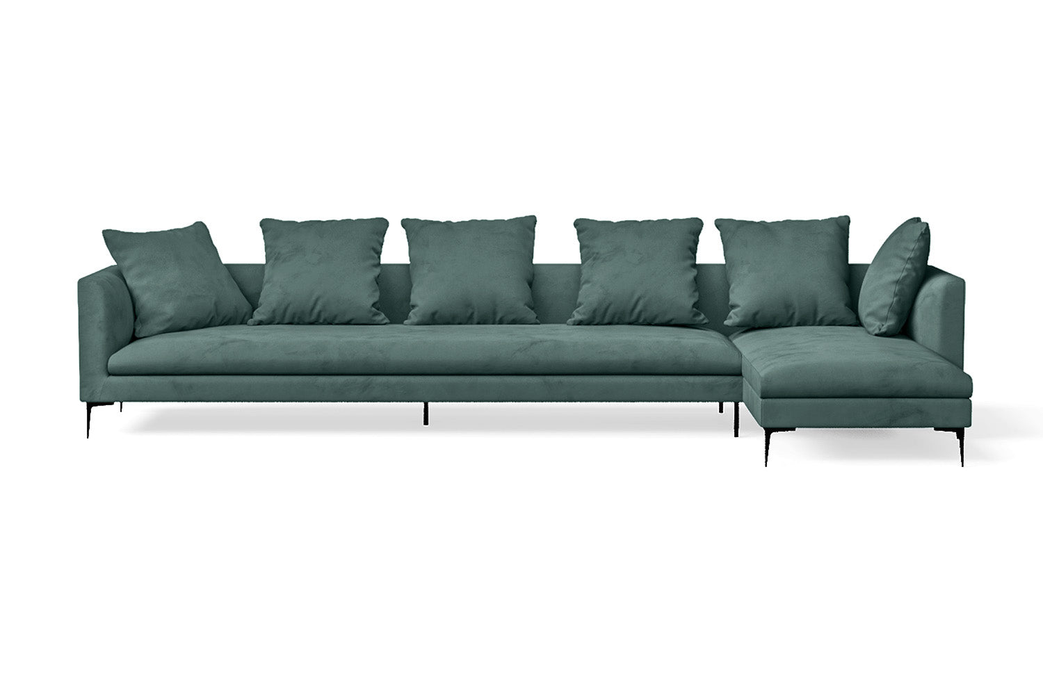 Aprilia 4 Seater Right Hand Facing Chaise Lounge Corner Sofa Teal Velvet