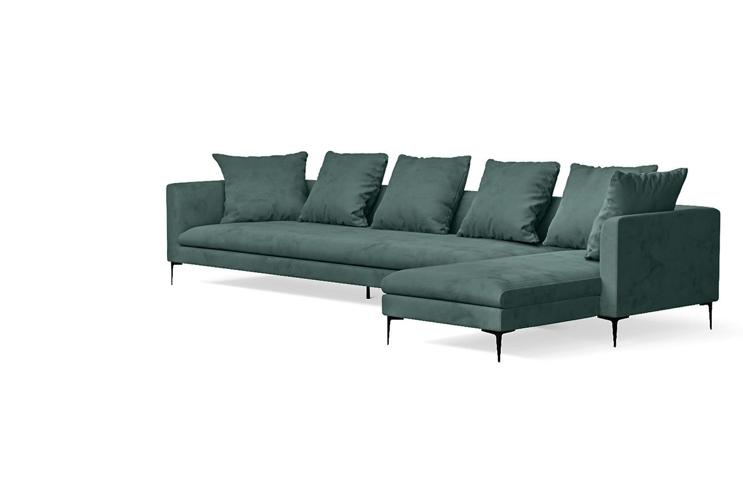 Aprilia 4 Seater Right Hand Facing Chaise Lounge Corner Sofa Teal Velvet