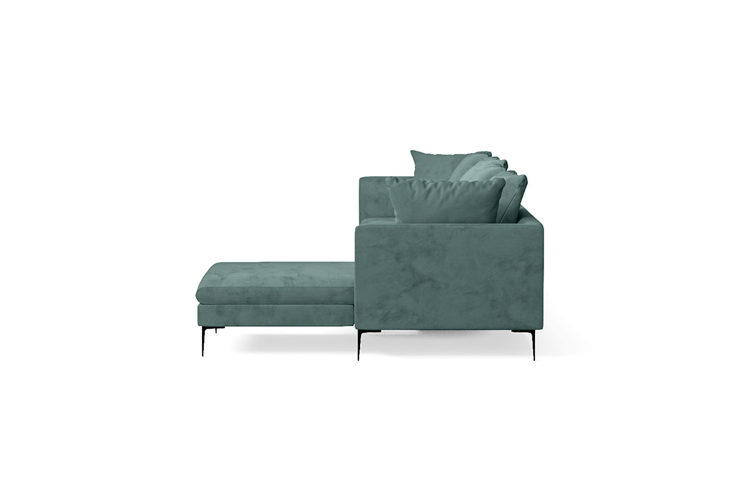 Aprilia 4 Seater Right Hand Facing Chaise Lounge Corner Sofa Teal Velvet