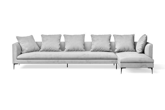 Aprilia 4 Seater Right Hand Facing Chaise Lounge Corner Sofa White Velvet