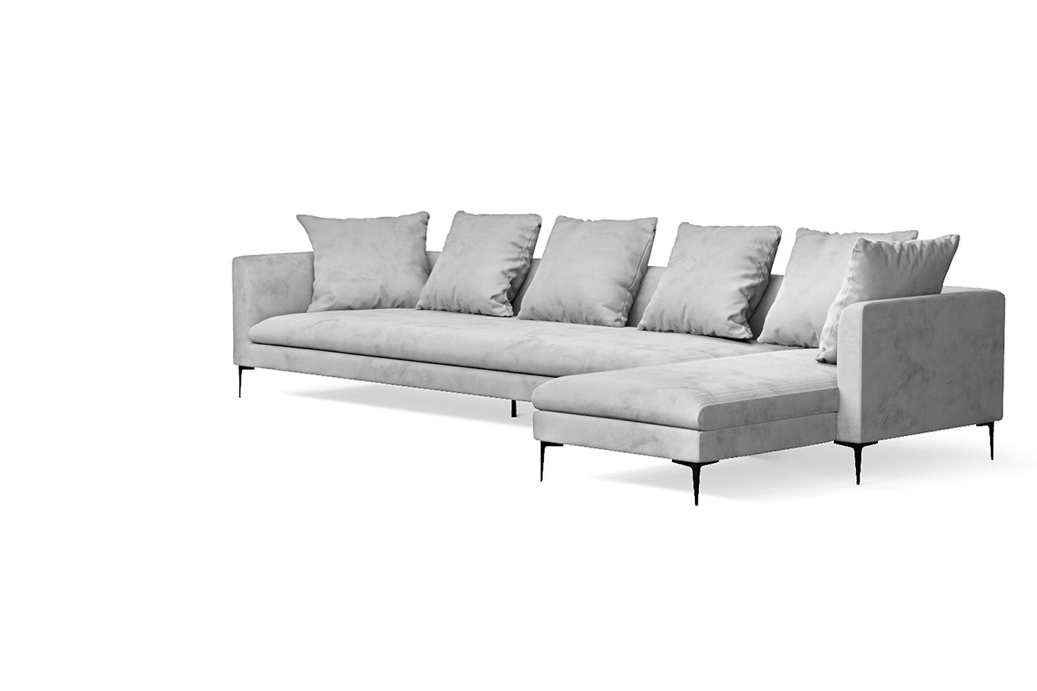 Aprilia 4 Seater Right Hand Facing Chaise Lounge Corner Sofa White Velvet