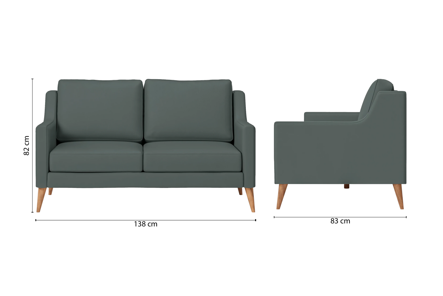 Aquila 2 Seater Sofa Dusky Turquoise Leather