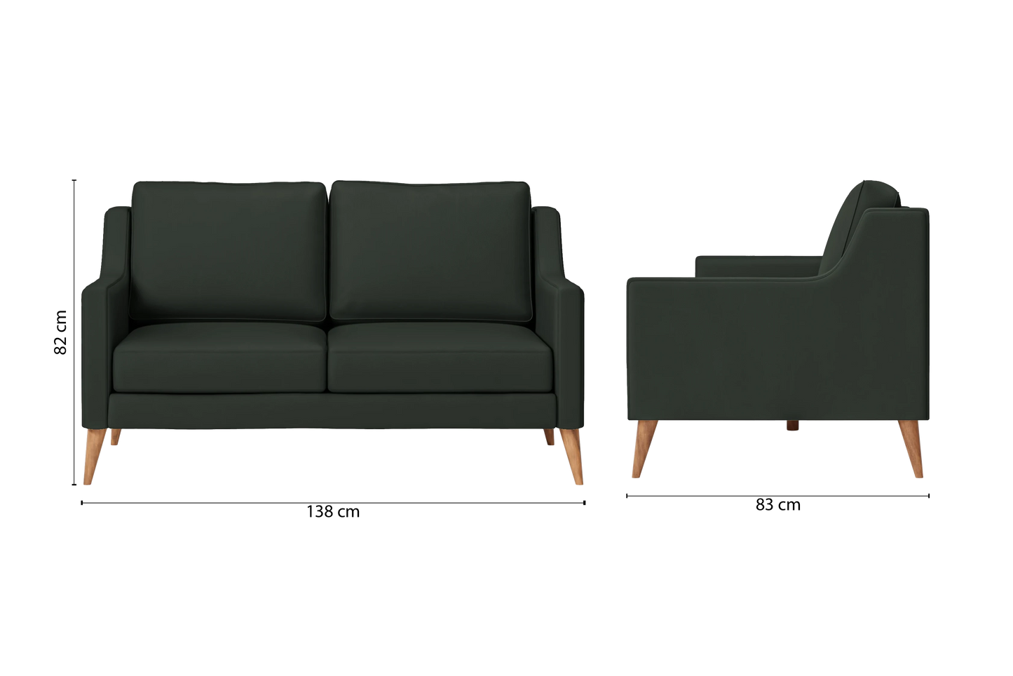 Aquila 2 Seater Sofa Green Leather