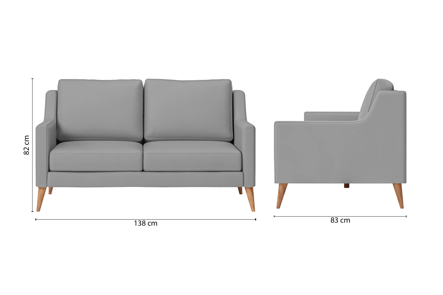 Aquila 2 Seater Sofa Grey Leather