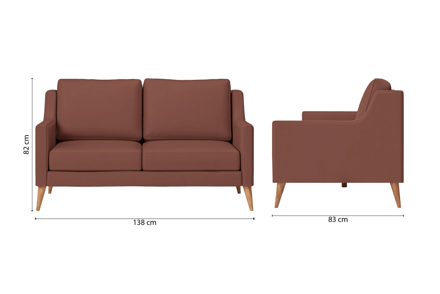 Aquila 2 Seater Sofa Mauve Leather