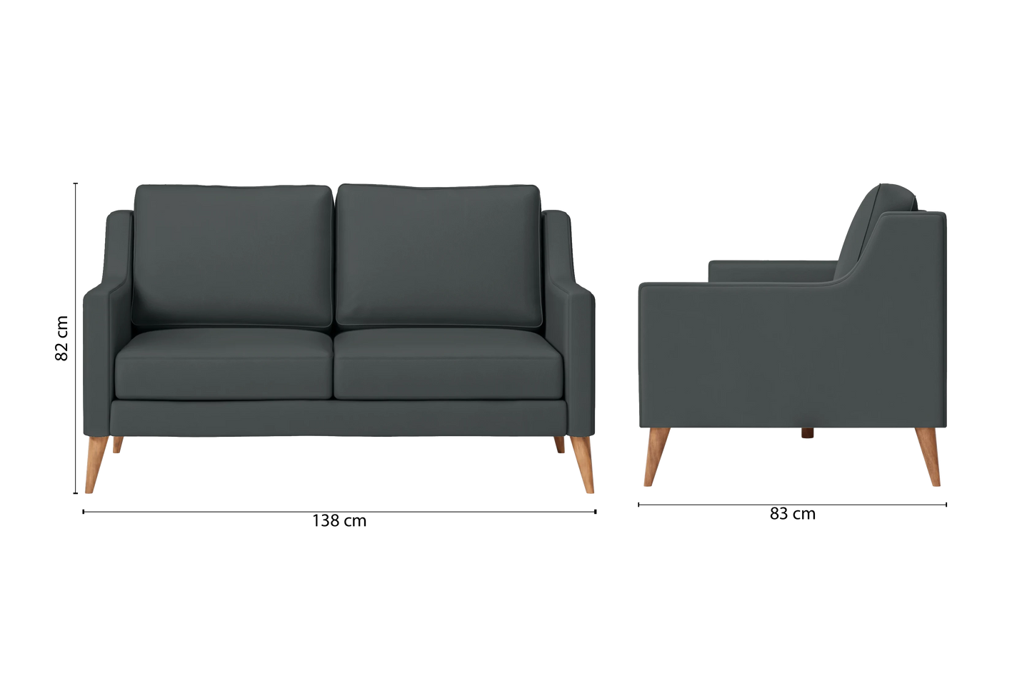 Aquila 2 Seater Sofa Slate Leather