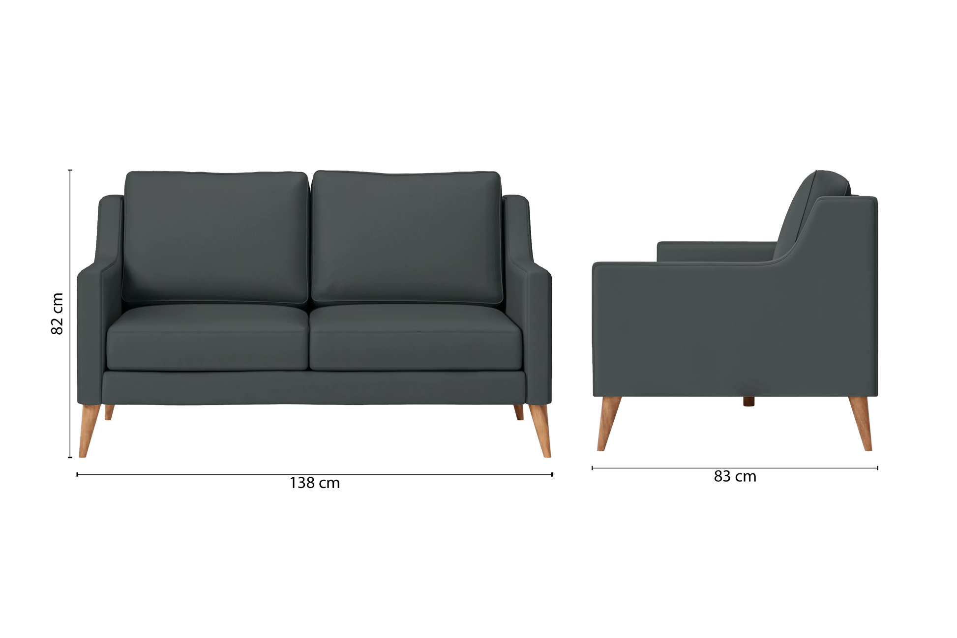 Aquila 2 Seater Sofa Slate Leather