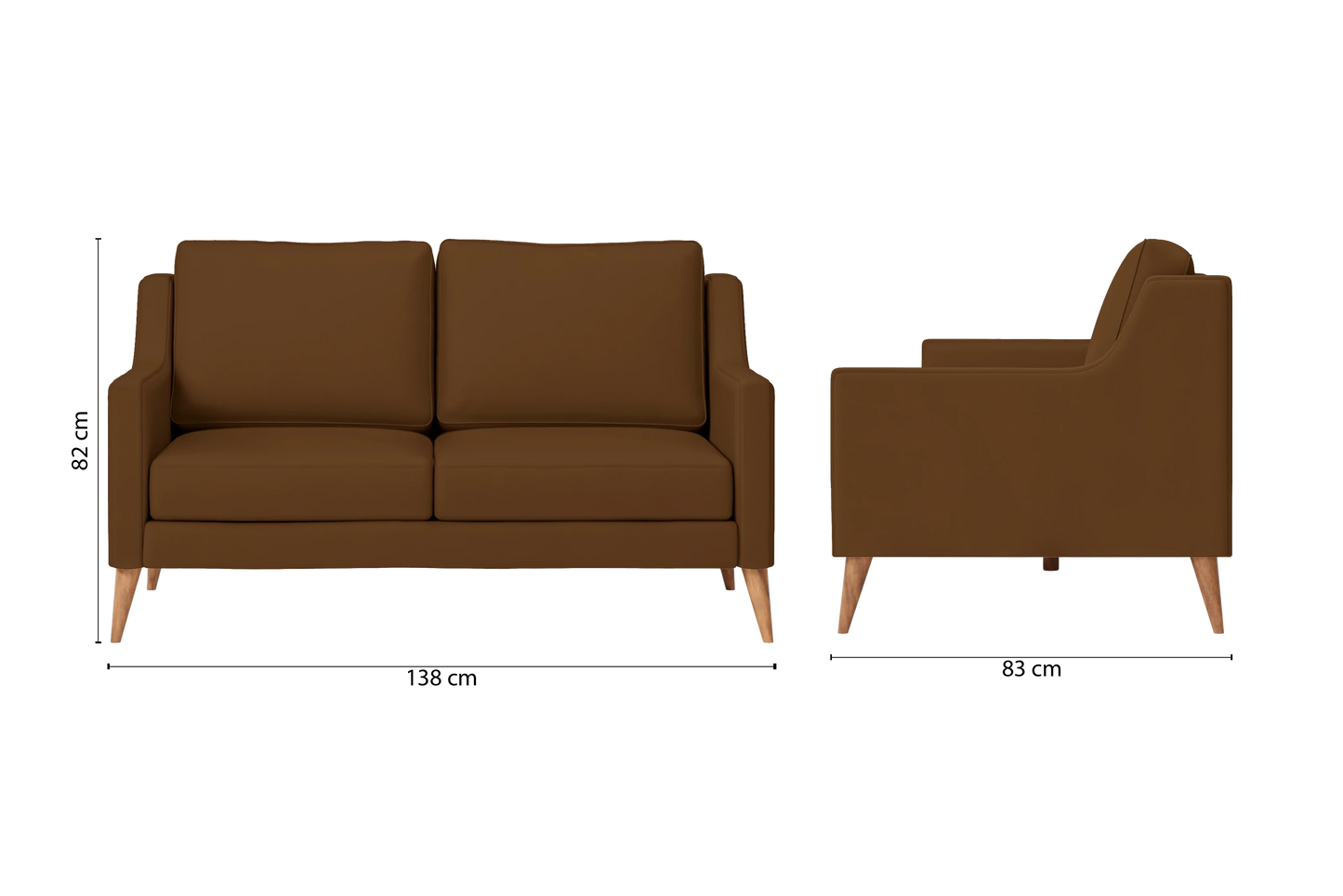 Aquila 2 Seater Sofa Walnut Brown Leather