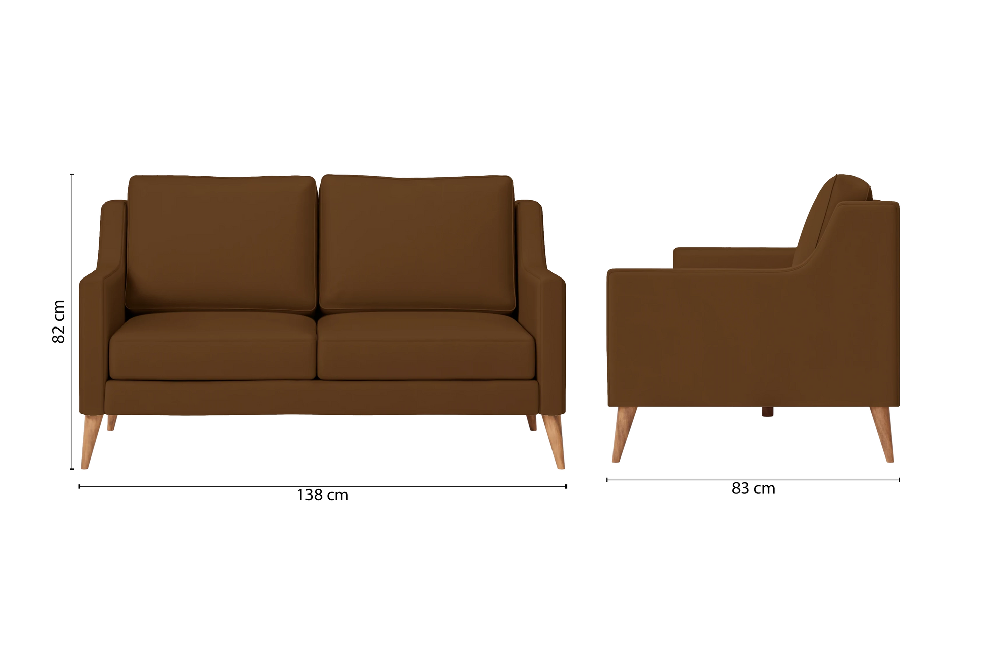 Aquila 2 Seater Sofa Walnut Brown Leather