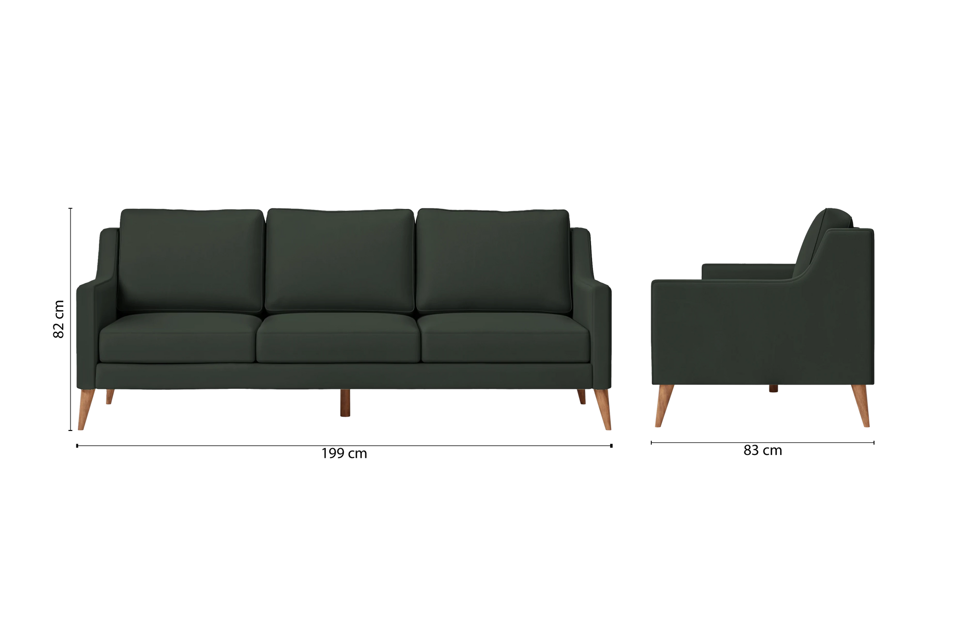 Aquila 3 Seater Sofa Green Leather