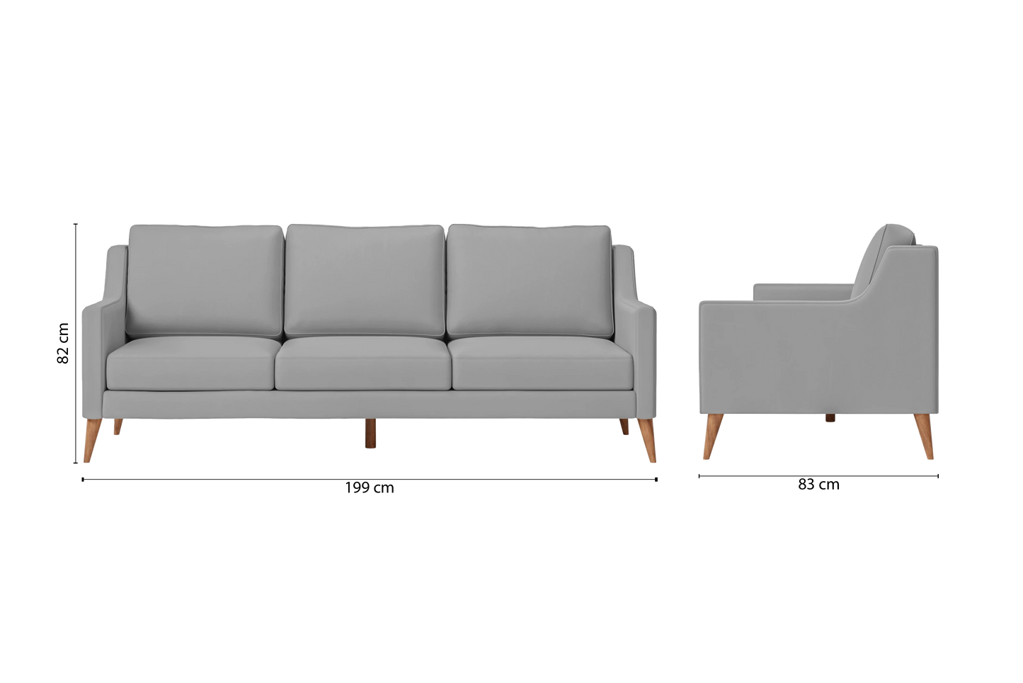 Aquila 3 Seater Sofa Grey Leather