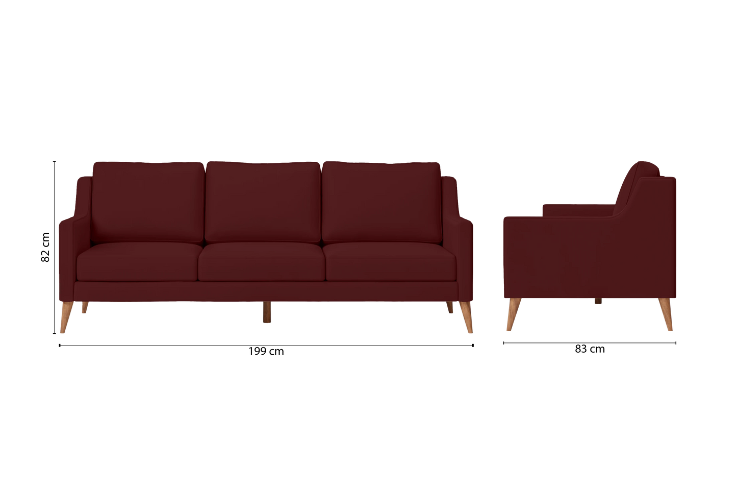 Aquila 3 Seater Sofa Red Leather