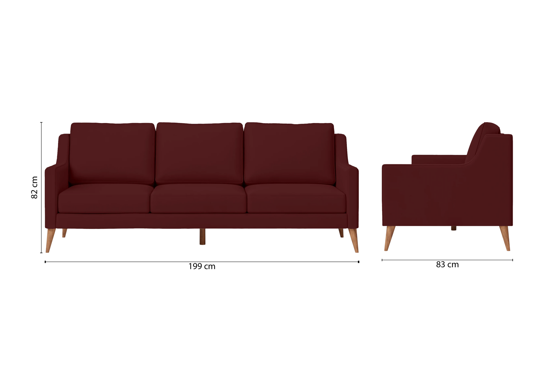 Aquila 3 Seater Sofa Red Leather