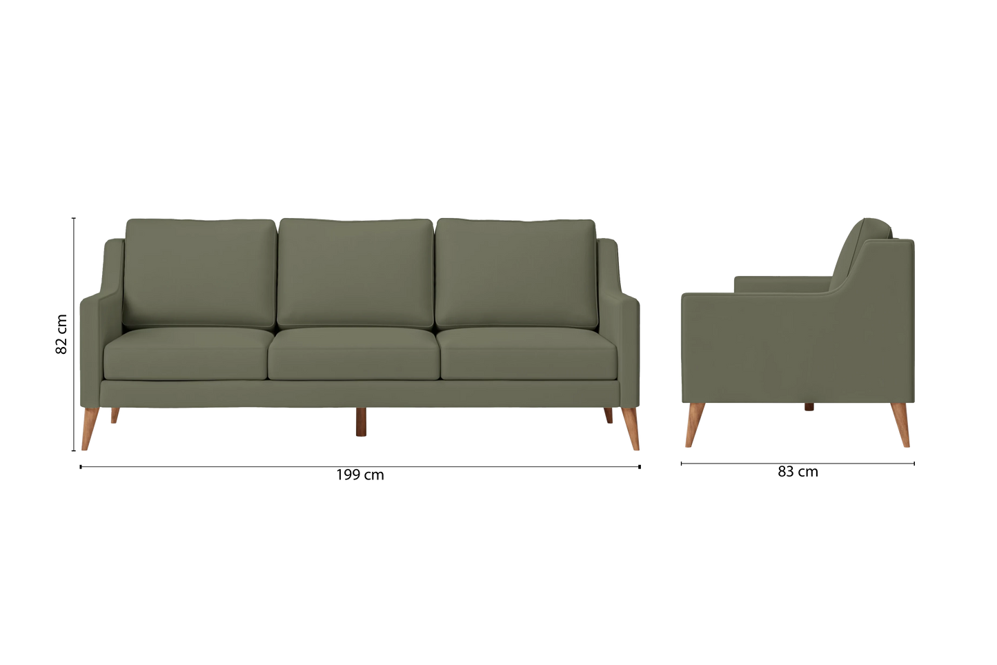 Aquila 3 Seater Sofa Sage Leather