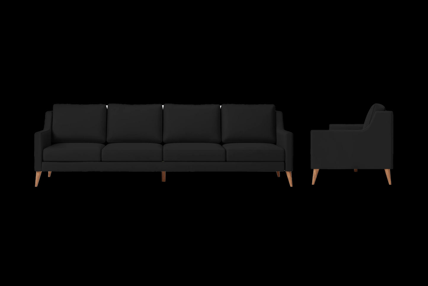 Aquila 4 Seater Sofa Black Leather