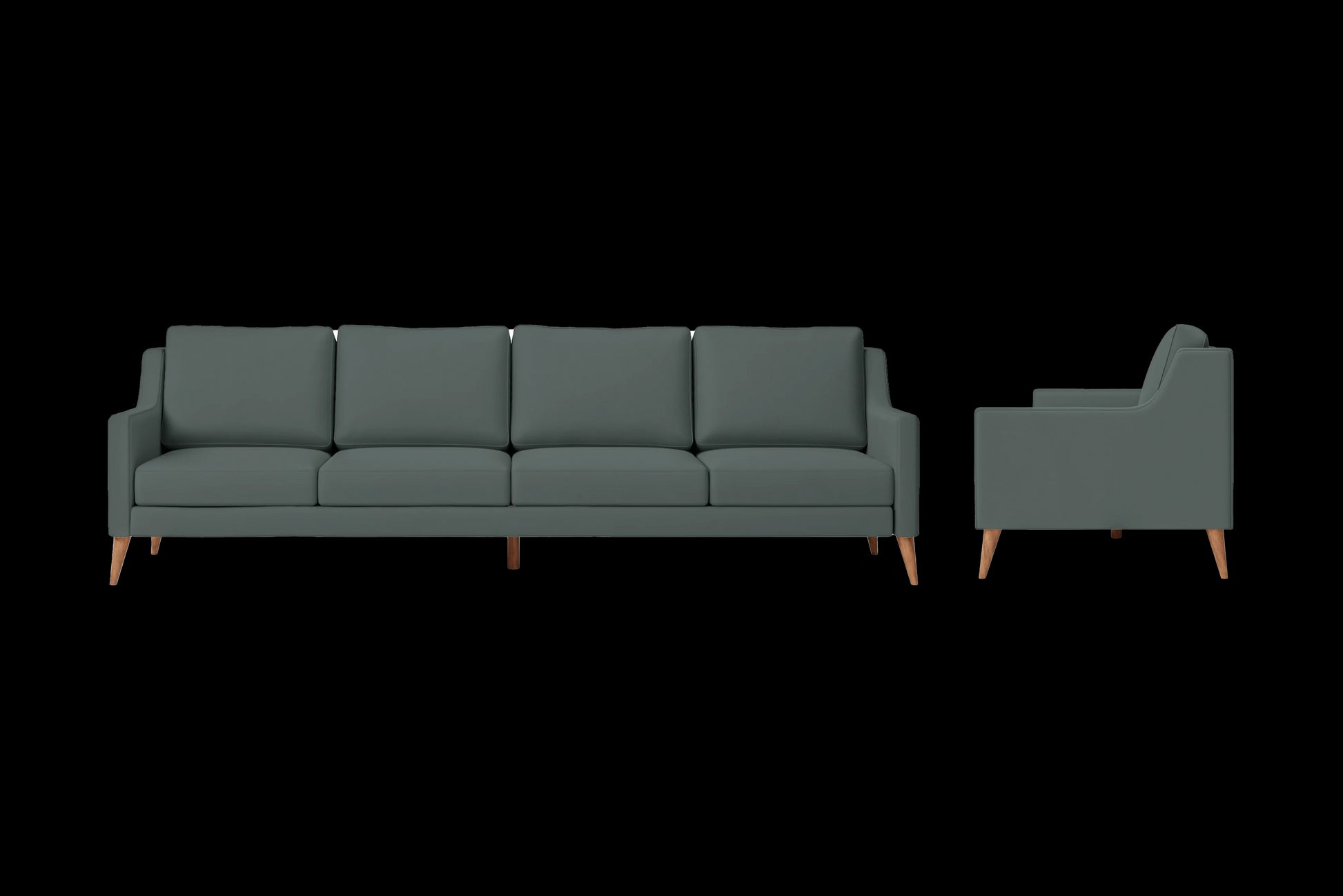 Aquila 4 Seater Sofa Dusky Turquoise Leather