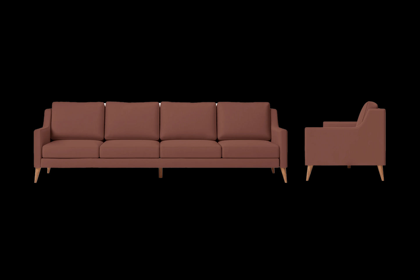 Aquila 4 Seater Sofa Mauve Leather