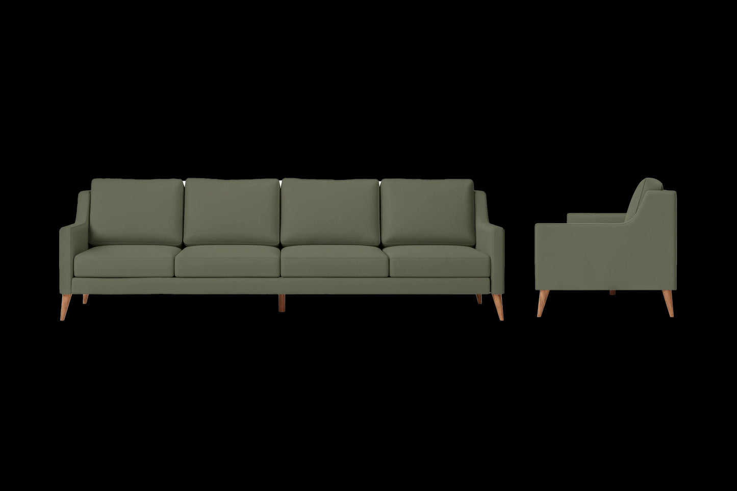 Aquila 4 Seater Sofa Sage Leather