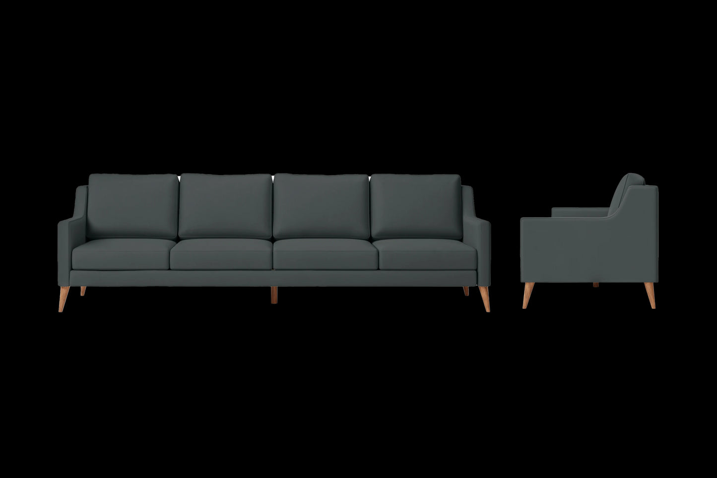 Aquila 4 Seater Sofa Slate Leather