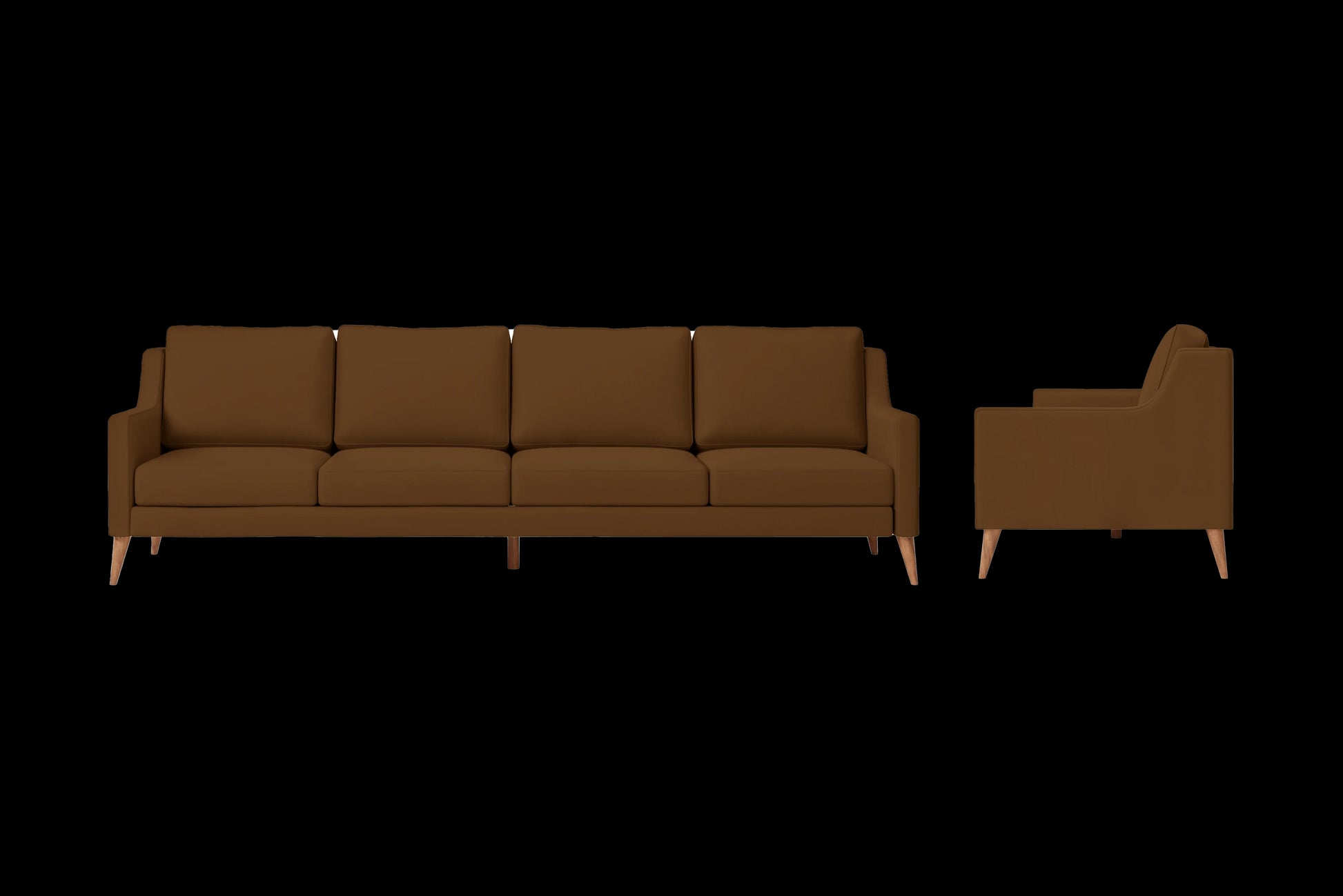 Aquila 4 Seater Sofa Walnut Brown Leather