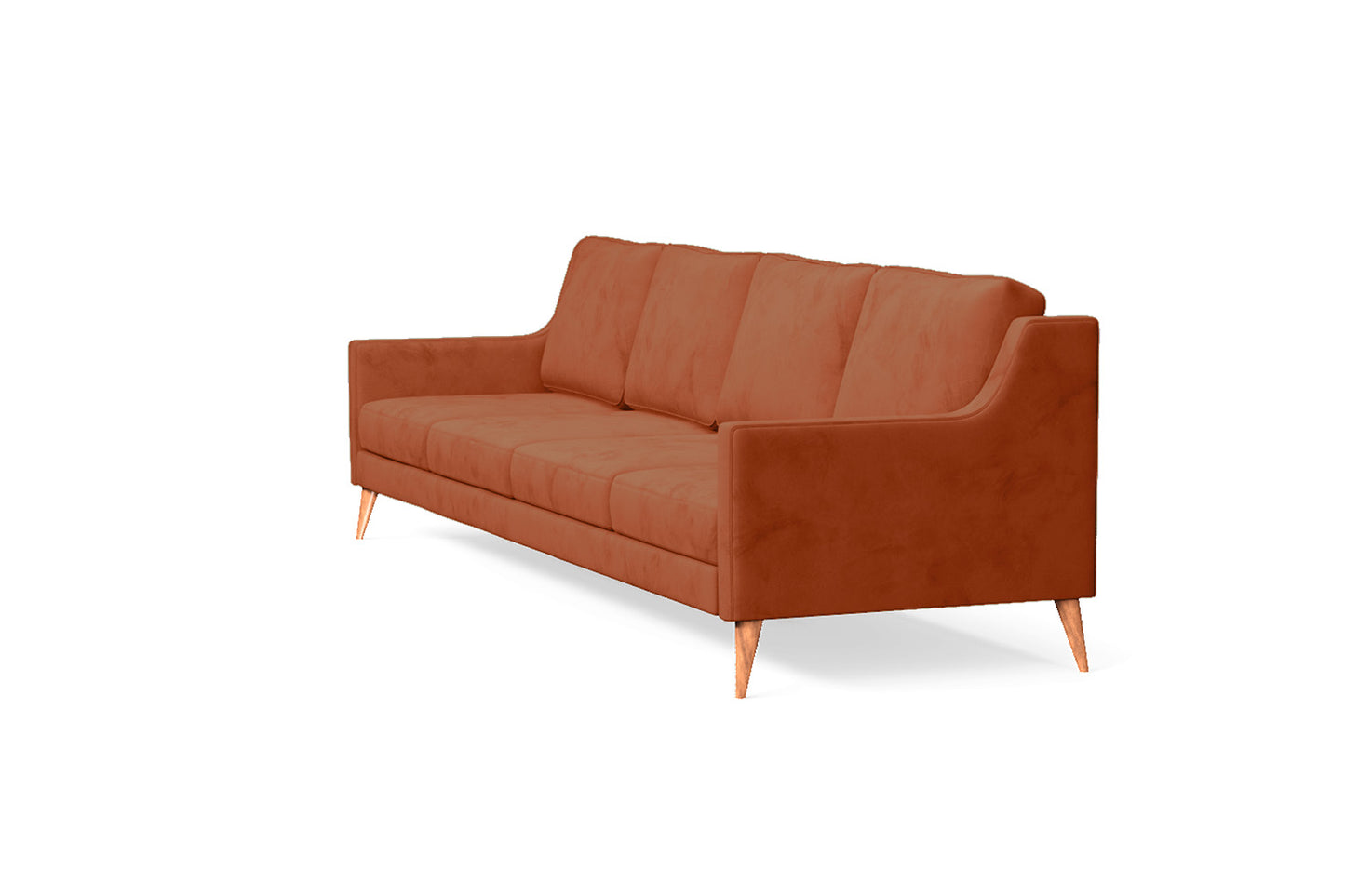 Aquila 4 Seater Sofa Orange Velvet