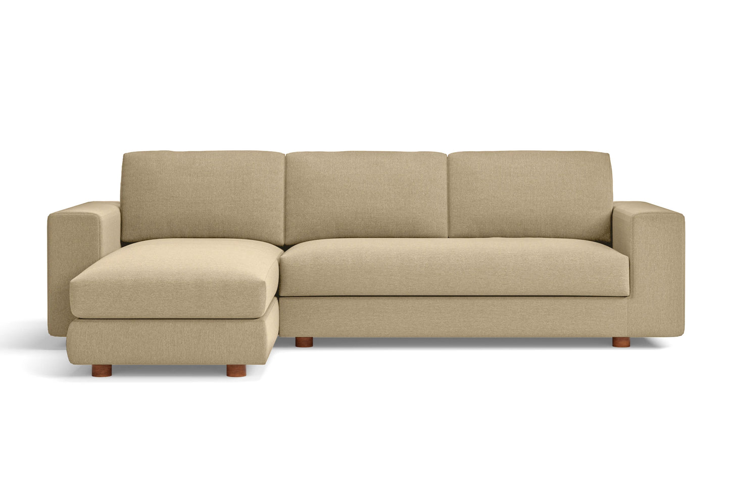 Arezzo 3 Seater Left Hand Facing Chaise Lounge Corner Sofa Beige Linen Fabric