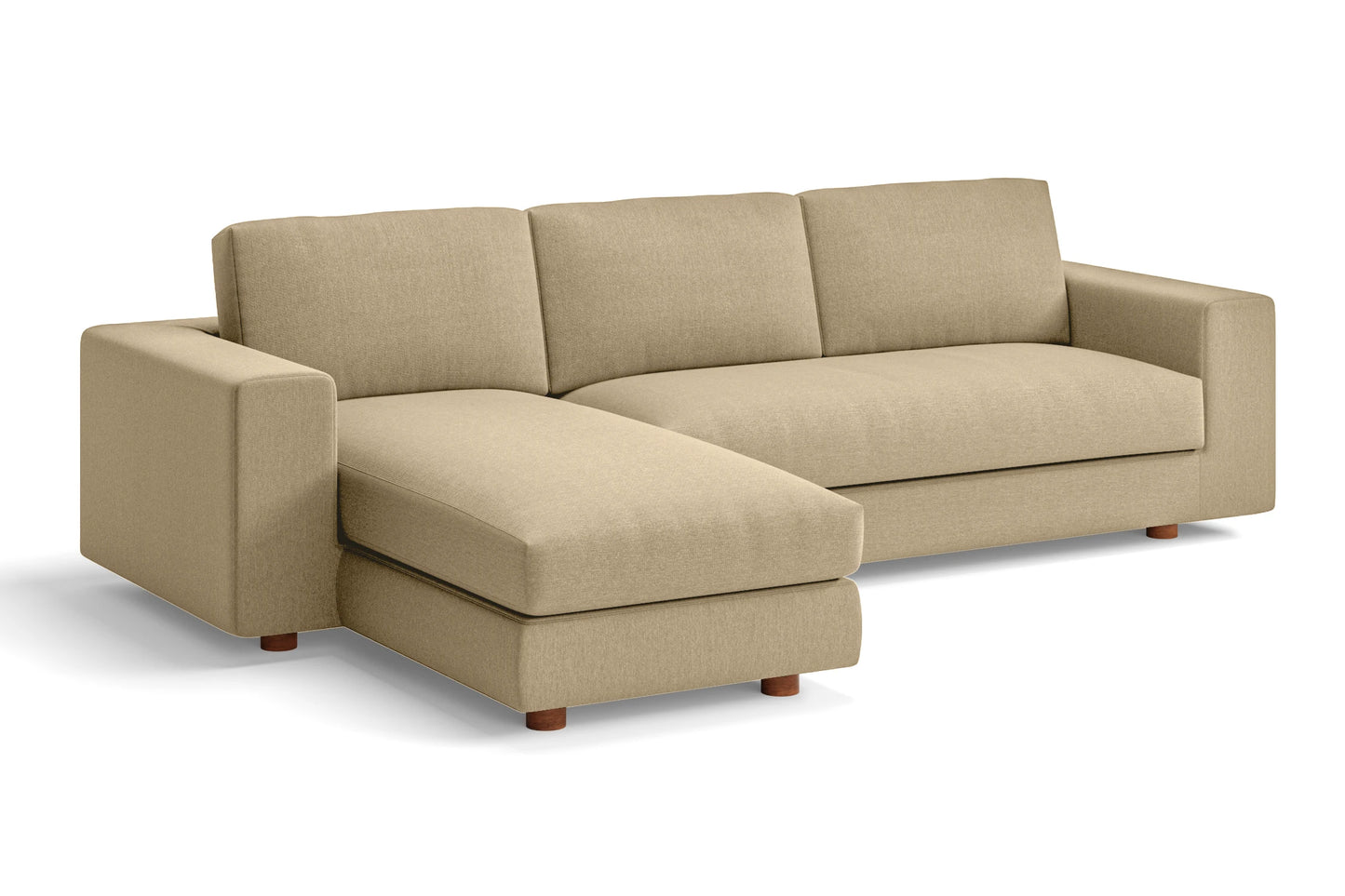 Arezzo 3 Seater Left Hand Facing Chaise Lounge Corner Sofa Beige Linen Fabric